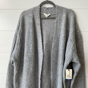 Women's Plus Size Diamond Transfer Rib Open Duster